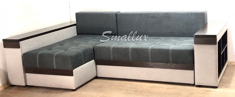 Угловой диван - кровать Гранд (бар, ниши, полочки)